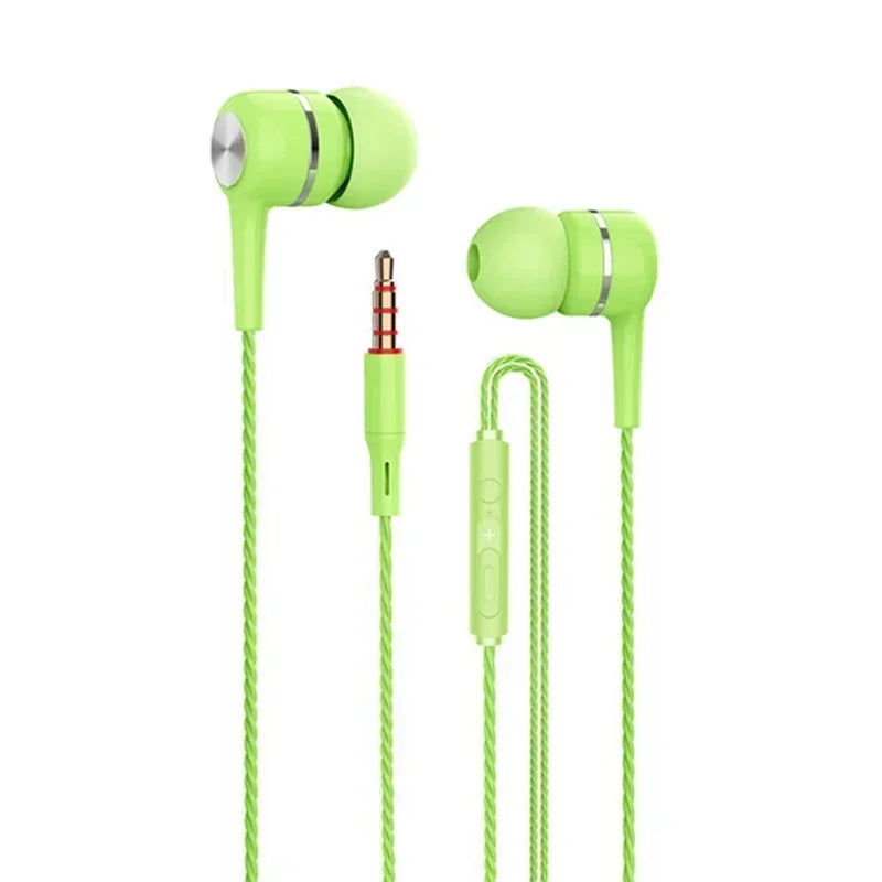 Fone de Ouvido In-Ear Com Fio 3.5mm HCQWBING – Som Estéreo com Graves, Microfone e Controle de Volume para Celular e Música
