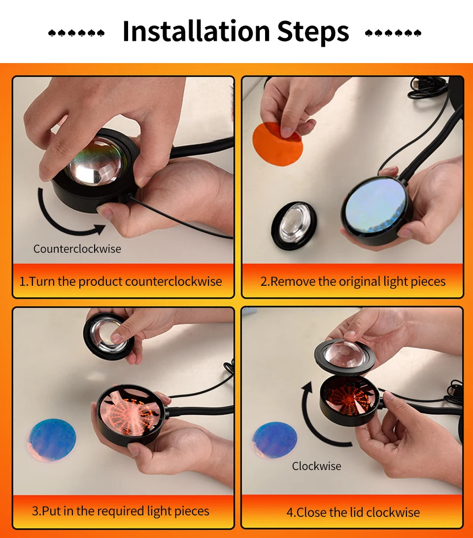 Luminária Smart Sunset Lamp RGB – Controle via App e Remoto (Efeito Pôr do Sol para Fotos, Vídeos e Decor)