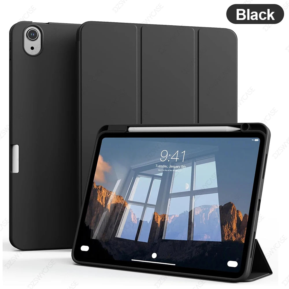 Capa Protetora para iPad Air 11” / 10,9” (M3/M2 2025/2024, 5ª/4ª Geração) com Suporte para Apple Pencil – Trifold Stand e Função Sleep/Wake