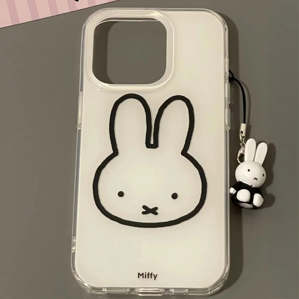 Capa Miffy Kawaii para iPhone XS / XR / 11 / 12 / 13 / 14 / 15 / 16 Pro Max – Anti-queda, Full Cover, Presente Fofo para Meninas