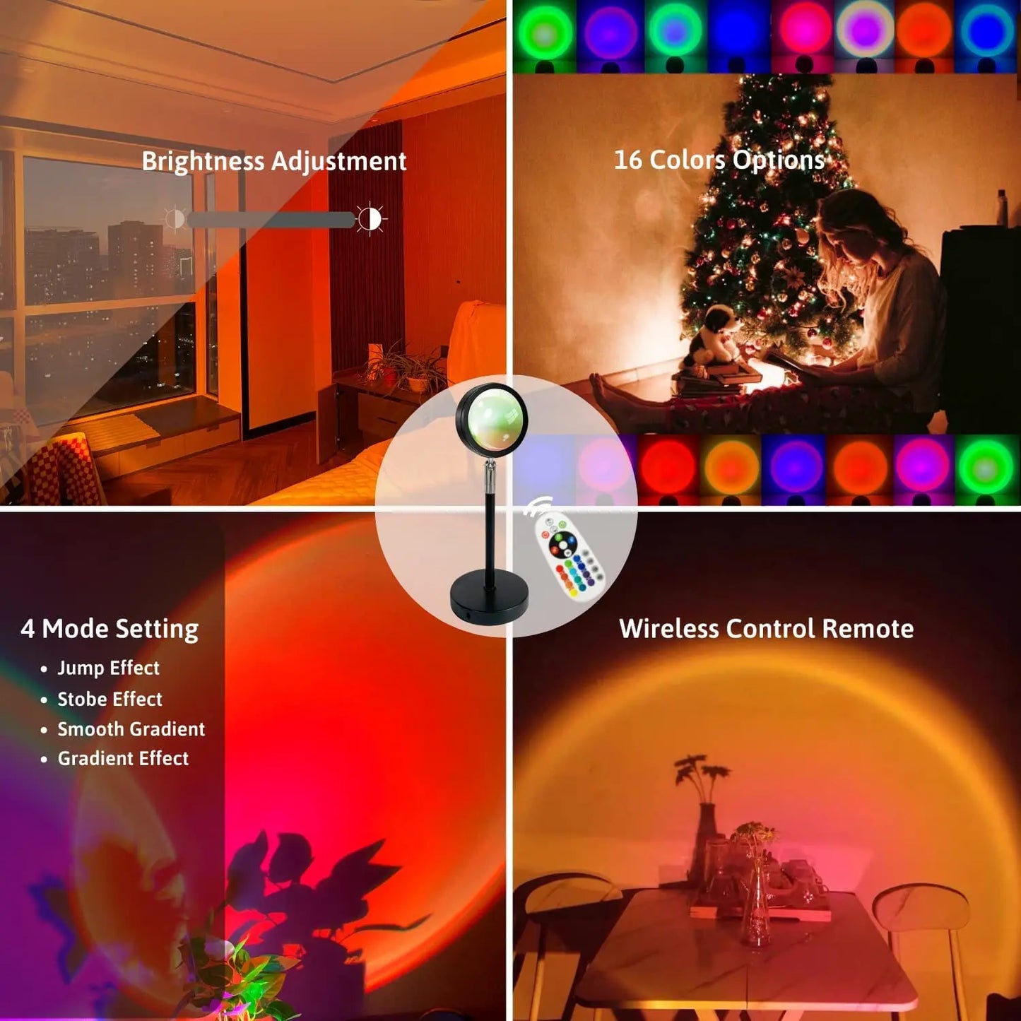 Luminária Smart Sunset Lamp RGB – Controle via App e Remoto (Efeito Pôr do Sol para Fotos, Vídeos e Decor)