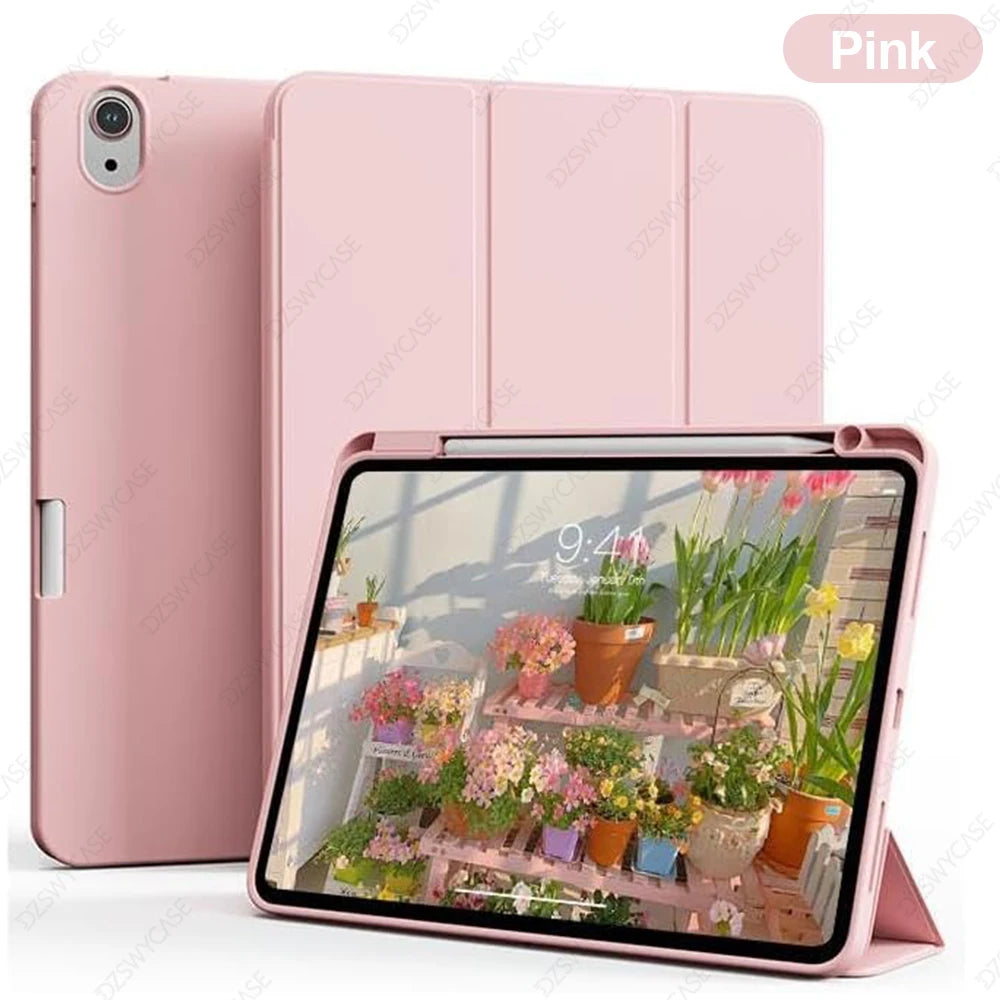 Capa Protetora para iPad Air 11” / 10,9” (M3/M2 2025/2024, 5ª/4ª Geração) com Suporte para Apple Pencil – Trifold Stand e Função Sleep/Wake