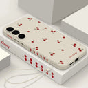 Capa Magnética Little Cherry para Samsung Galaxy S25 FE / S25 / S24 / S23 / S22 Ultra Plus – Soft Case com Alça e Carregamento Magsafe