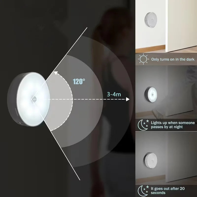 1pc Motion Sensor Night Light – Luminária LED Sem Fio para Quarto, Escada, Armário e Decoração de Ambiente