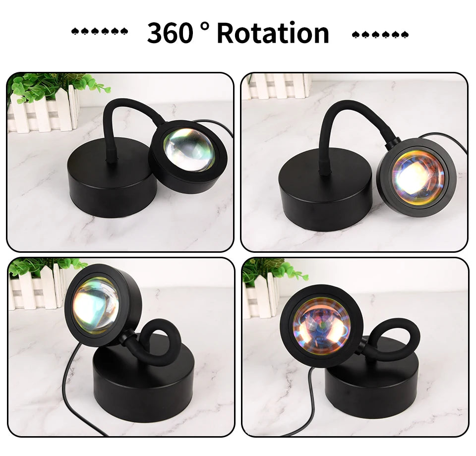 Luminária Smart Sunset Lamp RGB – Controle via App e Remoto (Efeito Pôr do Sol para Fotos, Vídeos e Decor)