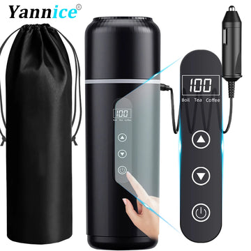 12V/24V Car Heating Cup 500ml – Caneca Elétrica Ajustável para Café, Chá e Água, Proteção Anti-seco, Acessórios para Carro e Caminhão