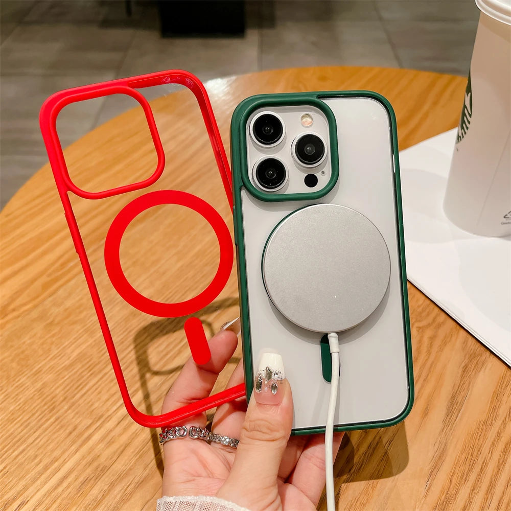 Capa Premium Antichoque Magsafe para iPhone 17 16 Plus 15 14 13 12 11 Pro Max XR 17Air – Bumper Magnético Transparente