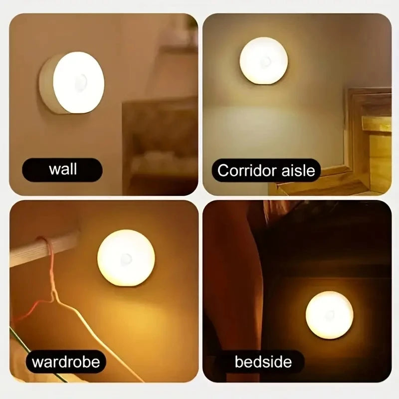 1pc Motion Sensor Night Light – Luminária LED Sem Fio para Quarto, Escada, Armário e Decoração de Ambiente