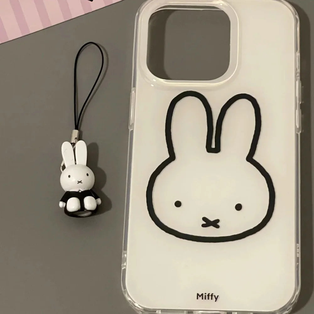 Capa Miffy Kawaii para iPhone XS / XR / 11 / 12 / 13 / 14 / 15 / 16 Pro Max – Anti-queda, Full Cover, Presente Fofo para Meninas