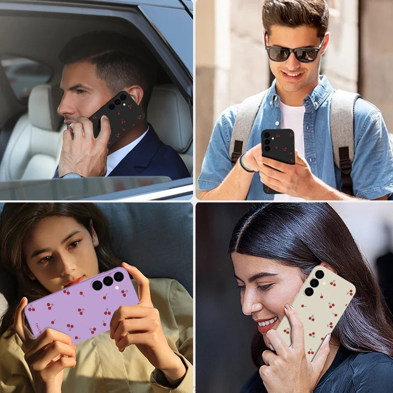 Capa Magnética Little Cherry para Samsung Galaxy S25 FE / S25 / S24 / S23 / S22 Ultra Plus – Soft Case com Alça e Carregamento Magsafe