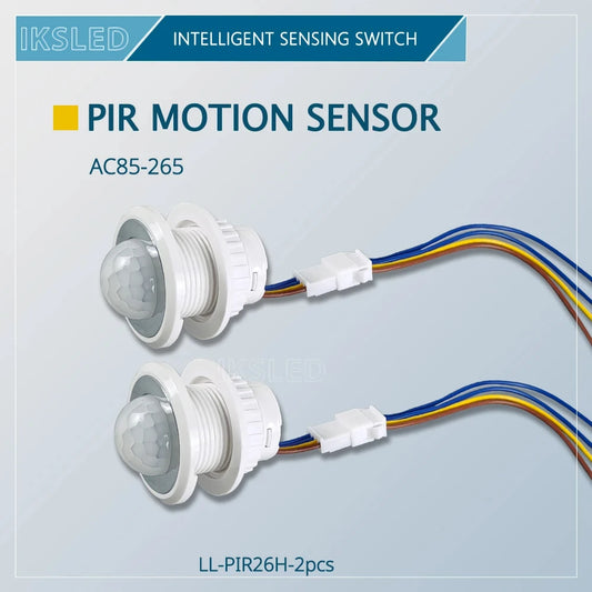 2PCS PIR Motion Sensor Detector – Smart Switch Infrared Light Sensor para Casa e Escritório, Controle Automático 110V/220V
