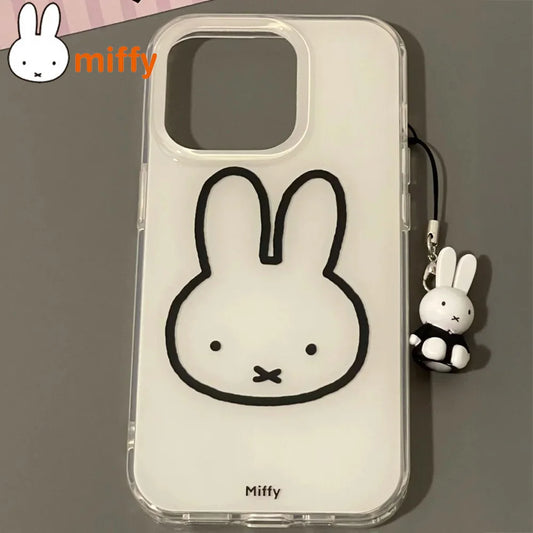 Capa Miffy Kawaii para iPhone XS / XR / 11 / 12 / 13 / 14 / 15 / 16 Pro Max – Anti-queda, Full Cover, Presente Fofo para Meninas