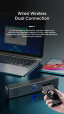 Soundbar Gamer Compacta para PC e TV – Bluetooth + Conexão Cabiada (Som Estéreo Surround 3D)