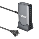 1000W Carregador GaN Desktop 10-Portas – 140W PD para MacBook, 100W para Smartphone e Tablet, Hub Multiportas USB