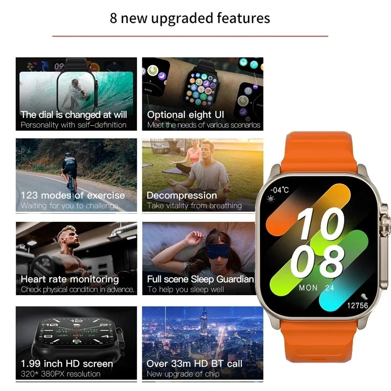 Smartwatch T900 Ultra 2 Big Screen 49mm – Faz Chamadas, NFC, Jogo Integrado e Tela Infinita 2.09" (Lançamento 2025)