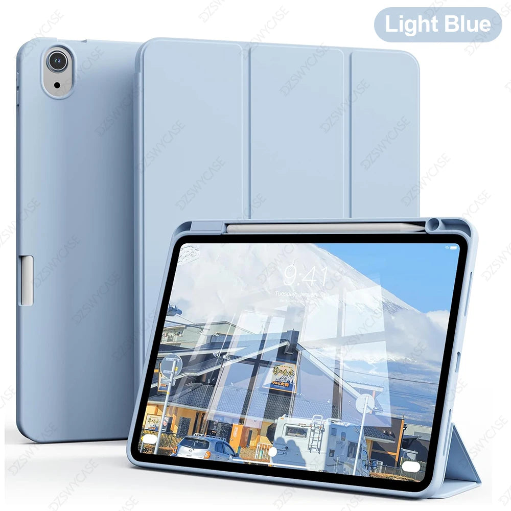 Capa Protetora para iPad Air 11” / 10,9” (M3/M2 2025/2024, 5ª/4ª Geração) com Suporte para Apple Pencil – Trifold Stand e Função Sleep/Wake