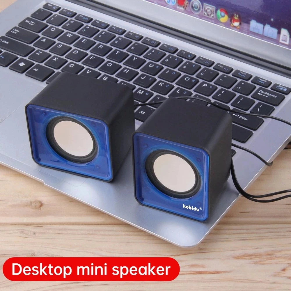 Kit Par Caixas de Som Mini para PC e Notebook – Áudio Estéreo 2.0 Compacto e Potente (Conexão USB + P2)