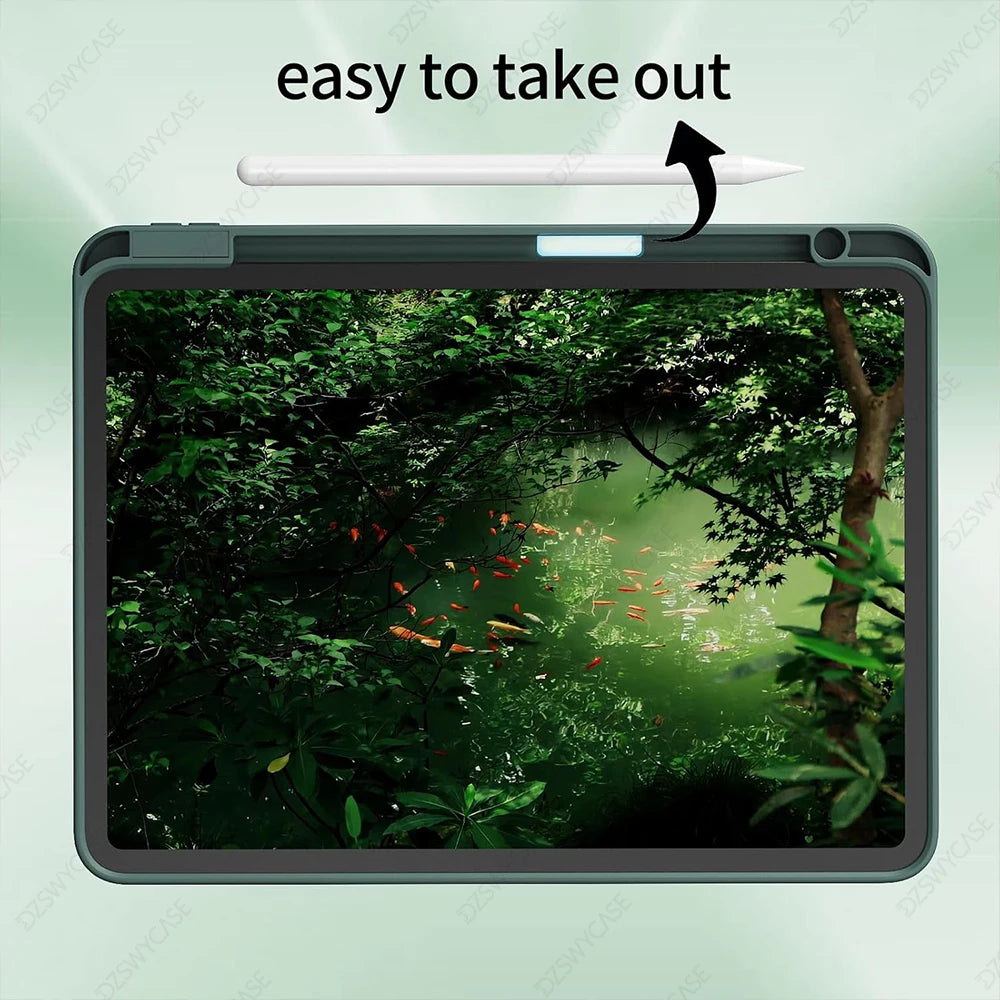 Capa Protetora para iPad Air 11” / 10,9” (M3/M2 2025/2024, 5ª/4ª Geração) com Suporte para Apple Pencil – Trifold Stand e Função Sleep/Wake