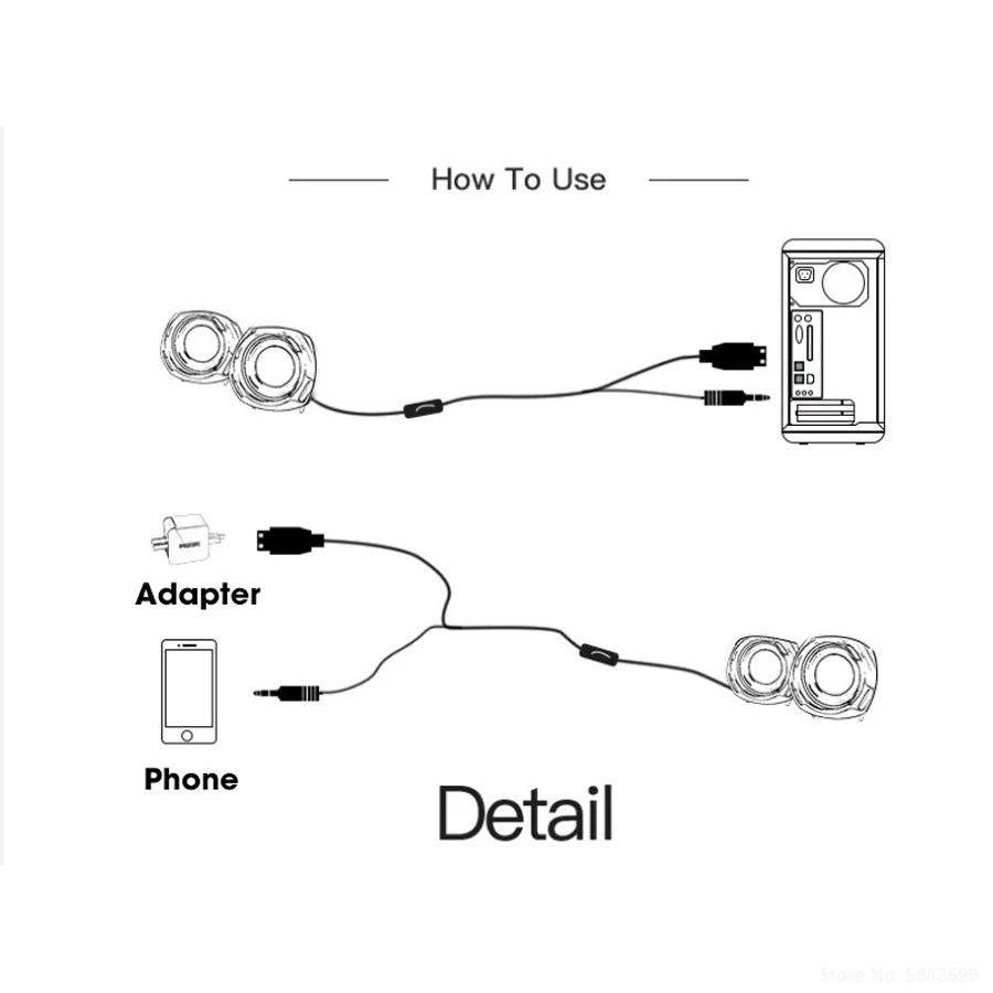 Kit Par Caixas de Som Mini para PC e Notebook – Áudio Estéreo 2.0 Compacto e Potente (Conexão USB + P2)