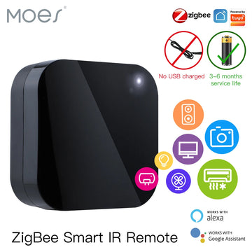 MOES Controle Remoto Inteligente IR ZigBee – Universal para TV, Ar Condicionado e DVD, Compatível com Tuya, Alexa e Google Home