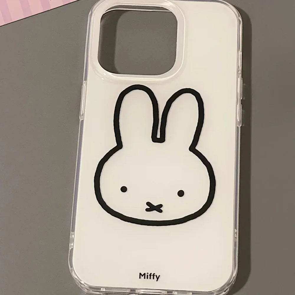 Capa Miffy Kawaii para iPhone XS / XR / 11 / 12 / 13 / 14 / 15 / 16 Pro Max – Anti-queda, Full Cover, Presente Fofo para Meninas