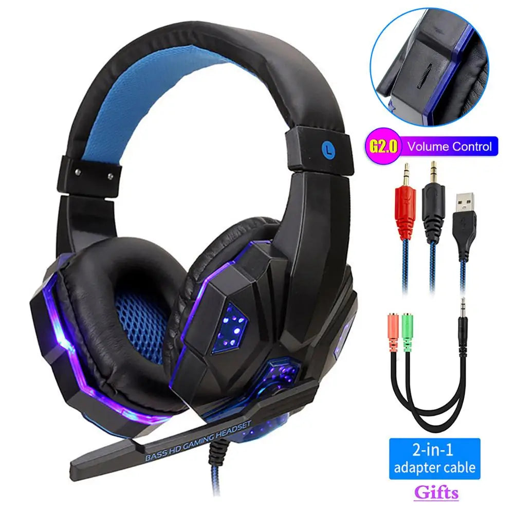 Headset Gamer Profissional Com Fio QearFun – Som Stereo Surround, Microfone com Redução de Ruído, LED RGB, Compatível com PC, PS4, PS5 e Xbox
