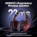 Headset Gamer NUBWO G06 Wireless 2.4GHz + Bluetooth – 50mm, Microfone, Até 100h de Bateria, PS5, PS4, PC, Mobile, Switch