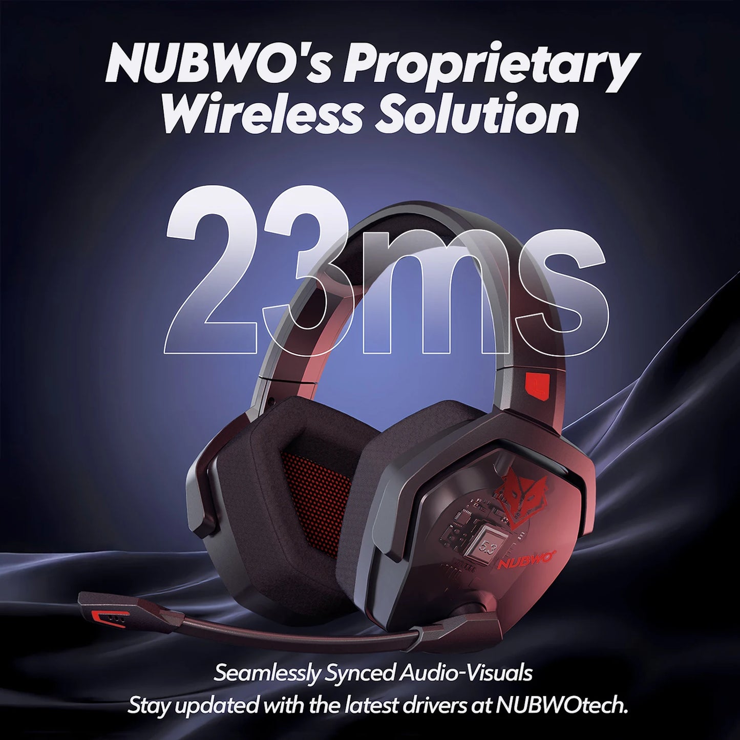 Headset Gamer NUBWO G06 Wireless 2.4GHz + Bluetooth – 50mm, Microfone, Até 100h de Bateria, PS5, PS4, PC, Mobile, Switch