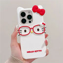 Capa 3D Gato com Óculos de Silicone para iPhone 17 Pro Max / 16 / 15 Plus / 14 / 13 Mini / 12 / 11 – Design Cartoon Fofo