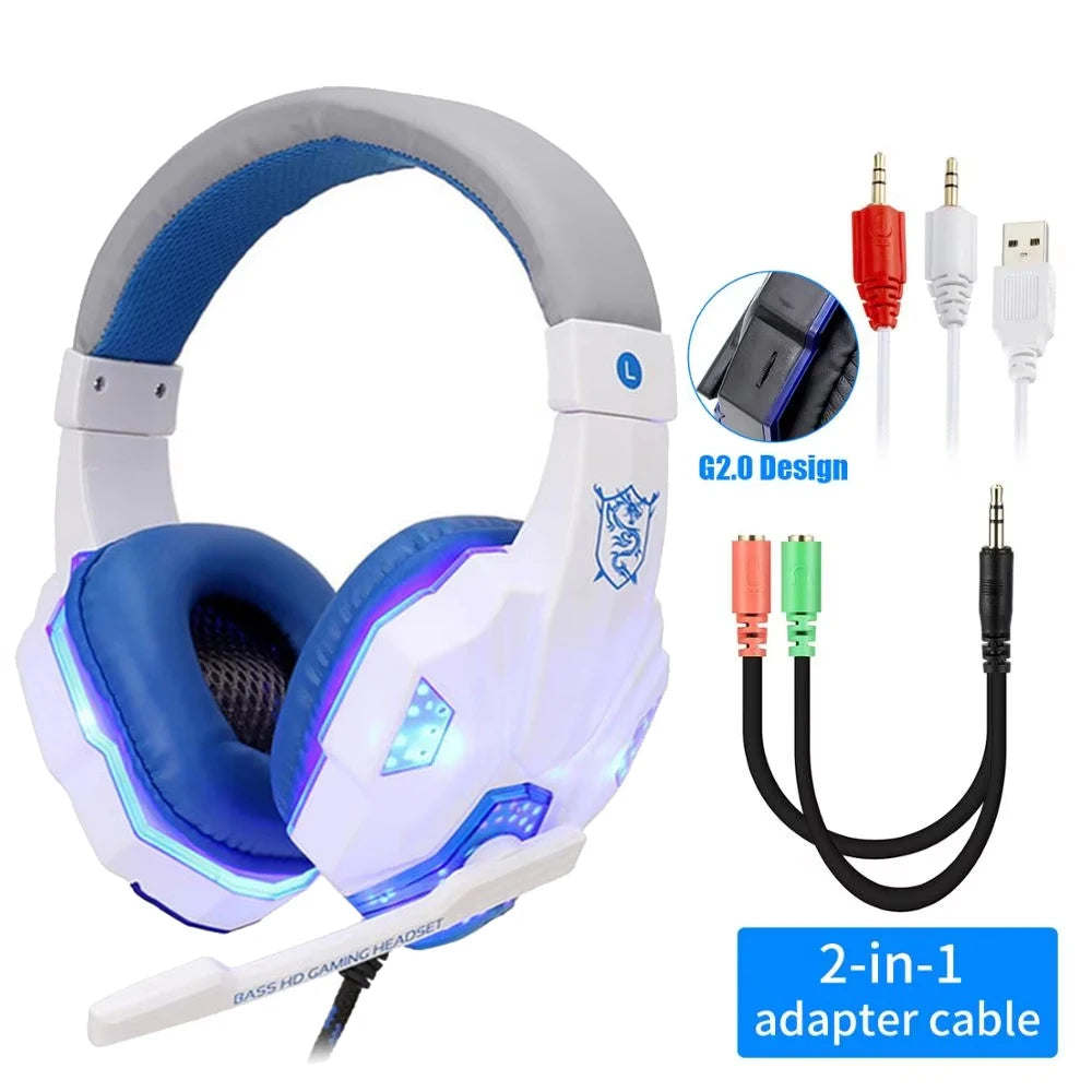 Headset Gamer Profissional Com Fio QearFun – Som Stereo Surround, Microfone com Redução de Ruído, LED RGB, Compatível com PC, PS4, PS5 e Xbox