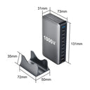 1000W Carregador GaN Desktop 10-Portas – 140W PD para MacBook, 100W para Smartphone e Tablet, Hub Multiportas USB