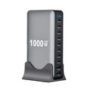 1000W Carregador GaN Desktop 10-Portas – 140W PD para MacBook, 100W para Smartphone e Tablet, Hub Multiportas USB