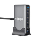 1000W Carregador GaN Desktop 10-Portas – 140W PD para MacBook, 100W para Smartphone e Tablet, Hub Multiportas USB
