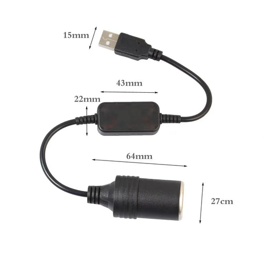 Adaptador USB 5V para Tomada de Isqueiro 12V – Conversor de Energia para Carro, Controlador e Cabo de Carregamento