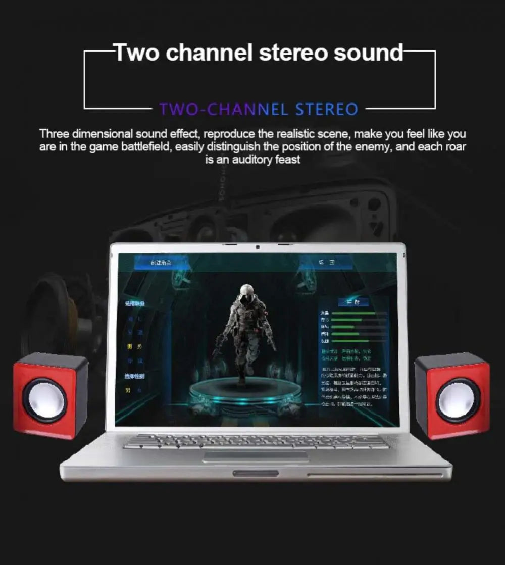Kit Par Caixas de Som Mini para PC e Notebook – Áudio Estéreo 2.0 Compacto e Potente (Conexão USB + P2)
