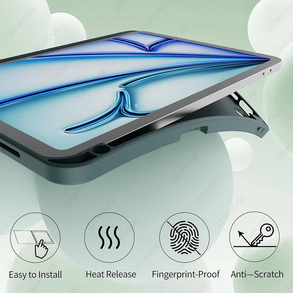 Capa Protetora para iPad Air 11” / 10,9” (M3/M2 2025/2024, 5ª/4ª Geração) com Suporte para Apple Pencil – Trifold Stand e Função Sleep/Wake