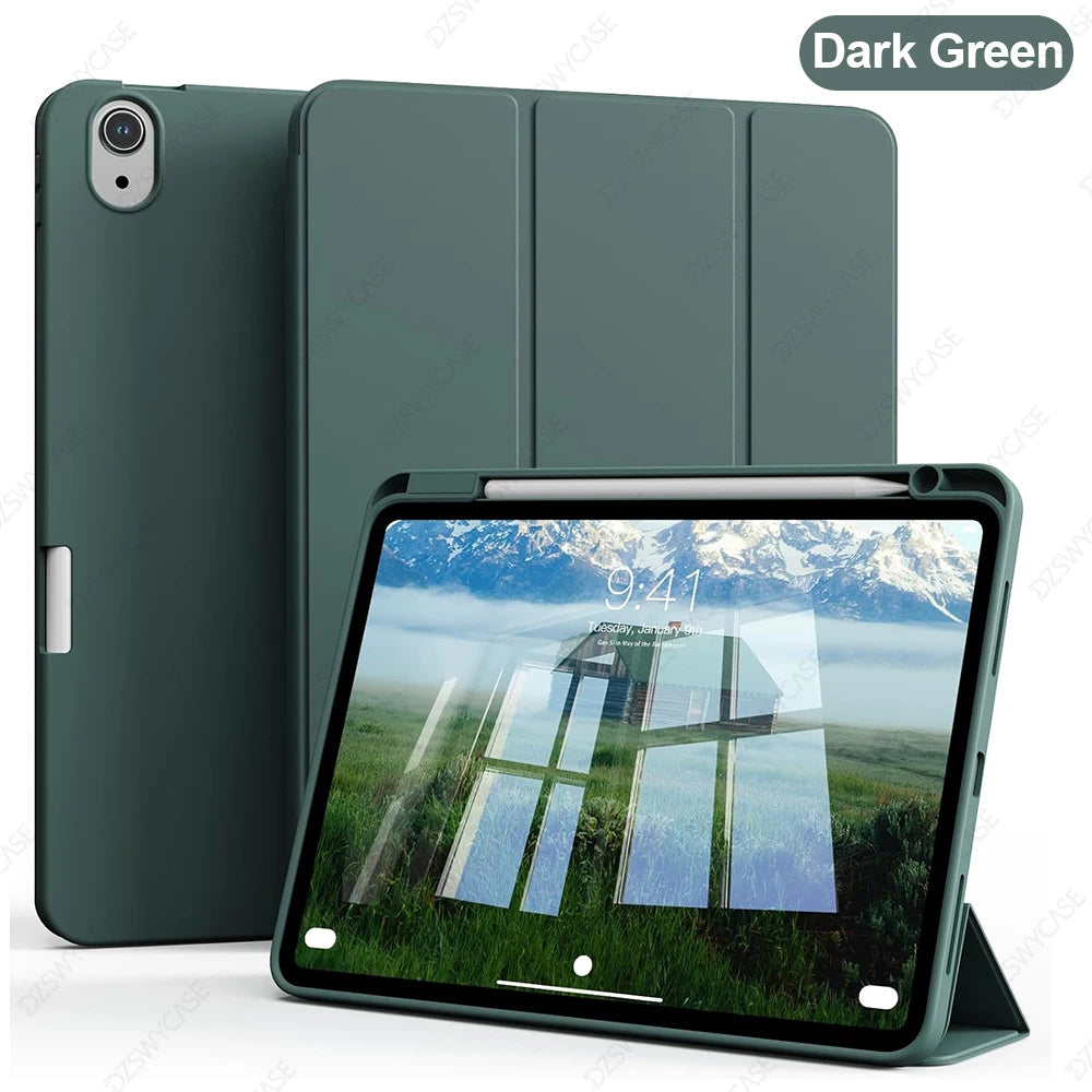 Capa Protetora para iPad Air 11” / 10,9” (M3/M2 2025/2024, 5ª/4ª Geração) com Suporte para Apple Pencil – Trifold Stand e Função Sleep/Wake
