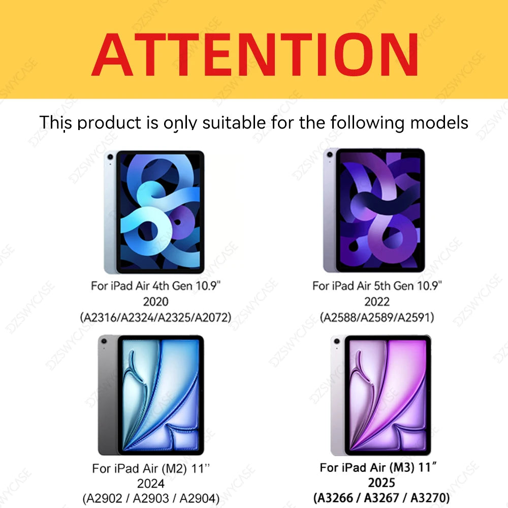 Capa Protetora para iPad Air 11” / 10,9” (M3/M2 2025/2024, 5ª/4ª Geração) com Suporte para Apple Pencil – Trifold Stand e Função Sleep/Wake