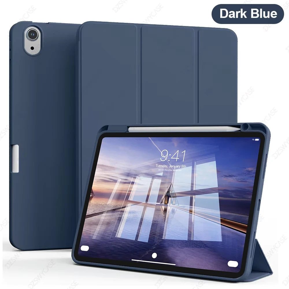 Capa Protetora para iPad Air 11” / 10,9” (M3/M2 2025/2024, 5ª/4ª Geração) com Suporte para Apple Pencil – Trifold Stand e Função Sleep/Wake