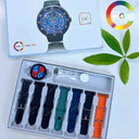 Smartwatch 7 em 1 Ultra Series – Kit com 7 Pulseiras, Tela HD 1.52", Chamadas Bluetooth e Carregamento Sem Fio (Android/iOS)