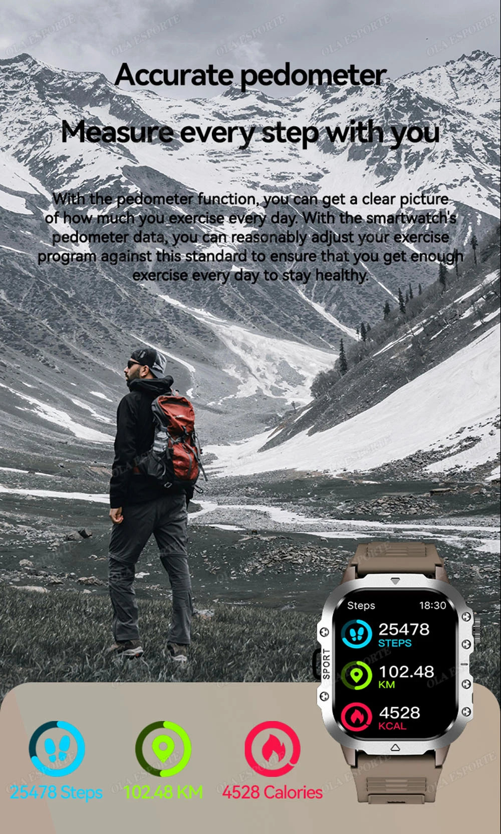 Smartwatch Tático Militar 2025 – Bateria de Longa Duração (400mAh), Lanterna LED e Chamadas Bluetooth