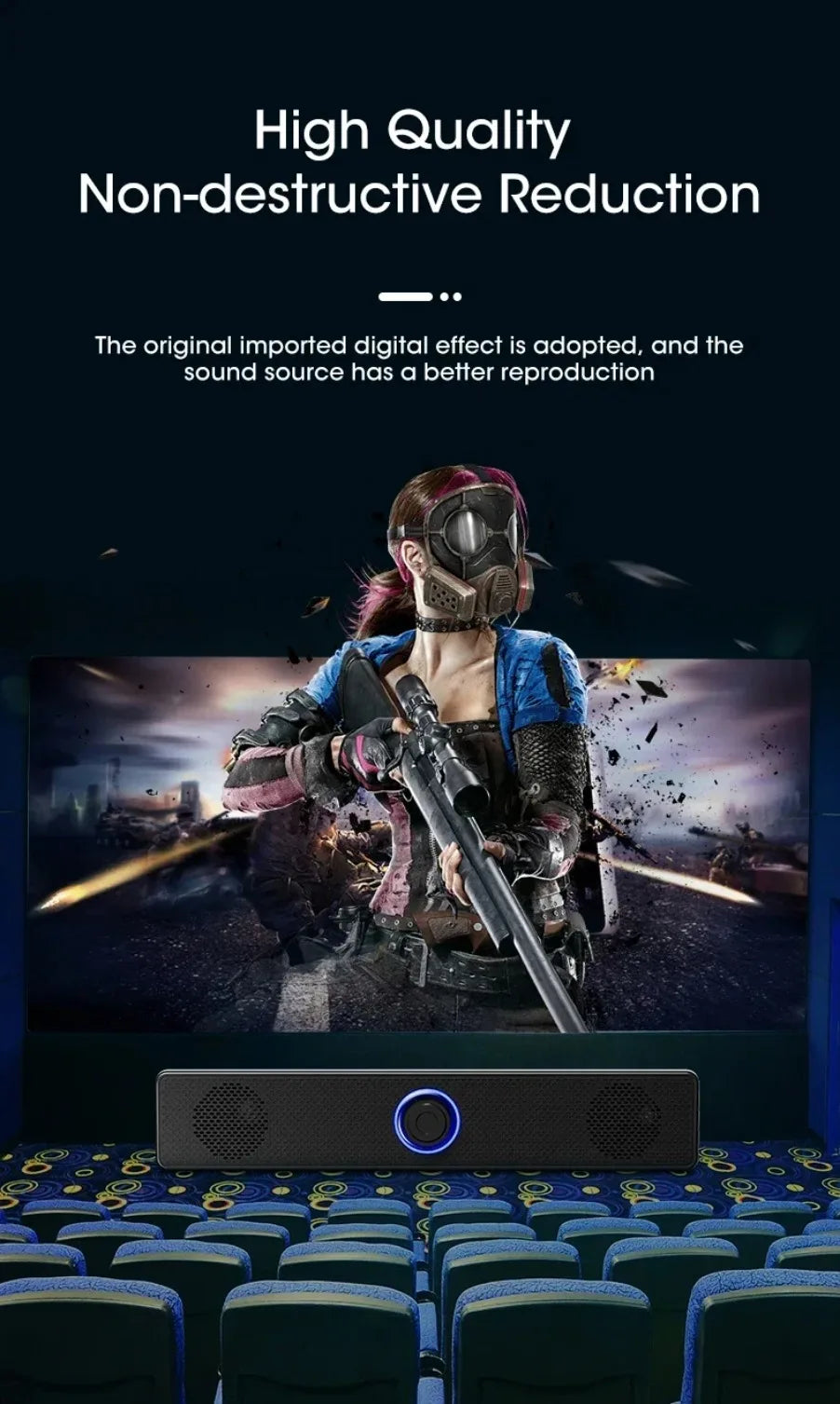 Soundbar Gamer Compacta para PC e TV – Bluetooth + Conexão Cabiada (Som Estéreo Surround 3D)