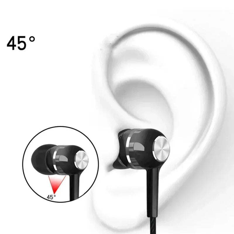Fone de Ouvido In-Ear Com Fio 3.5mm HCQWBING – Som Estéreo com Graves, Microfone e Controle de Volume para Celular e Música